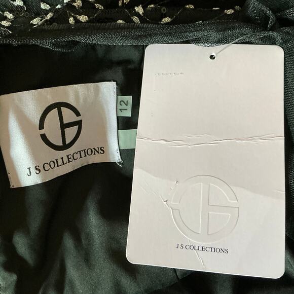 JS Collections Sequin Midi Fit and Flare 3/4 Sleeve Cocktail Dress Black Size 12 - Picture 10 of 13